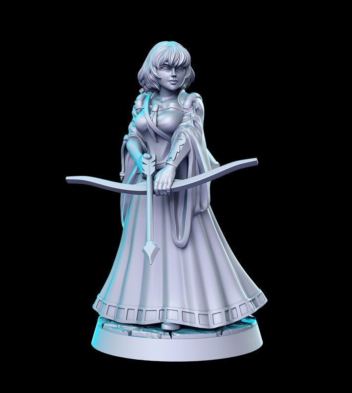 Margo Female Archer - 32mm Scale DnD Miniature | Dungeons and Dragons | JRPG Mini - RN Estudio
