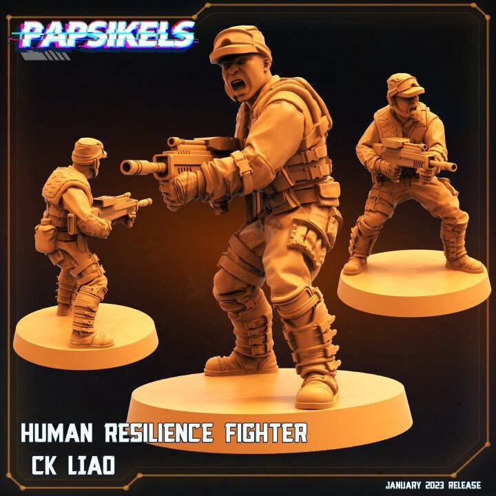 Resilience Fighter CK LIAO - 32mm Scale Resistence | RPG | Sci fi | Cyberpunk | Role Playing | DnD | Papsikel