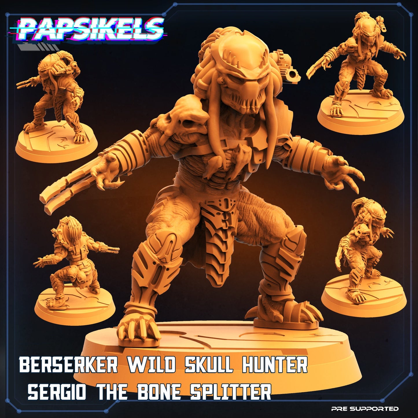 Berserker Wild Skullhunter - 32mm Scale Alien Miniature | RPG | Sci fi | Cyberpunk | Role Playing | DnD | Papsikel