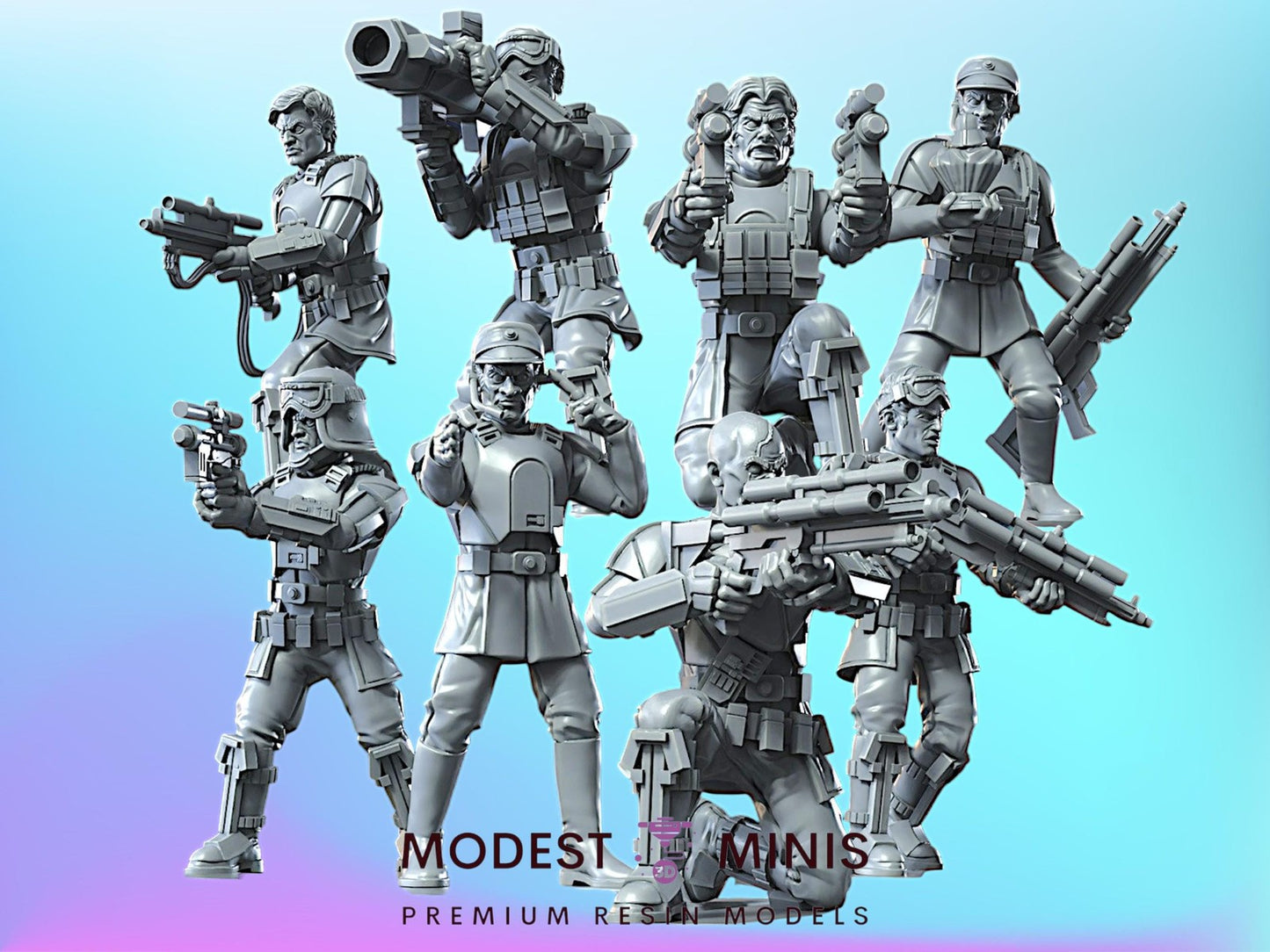 8pc ISS Enforcers - 32mm 40mm Scale | RPG | Scifi | Role Playing | Warbear