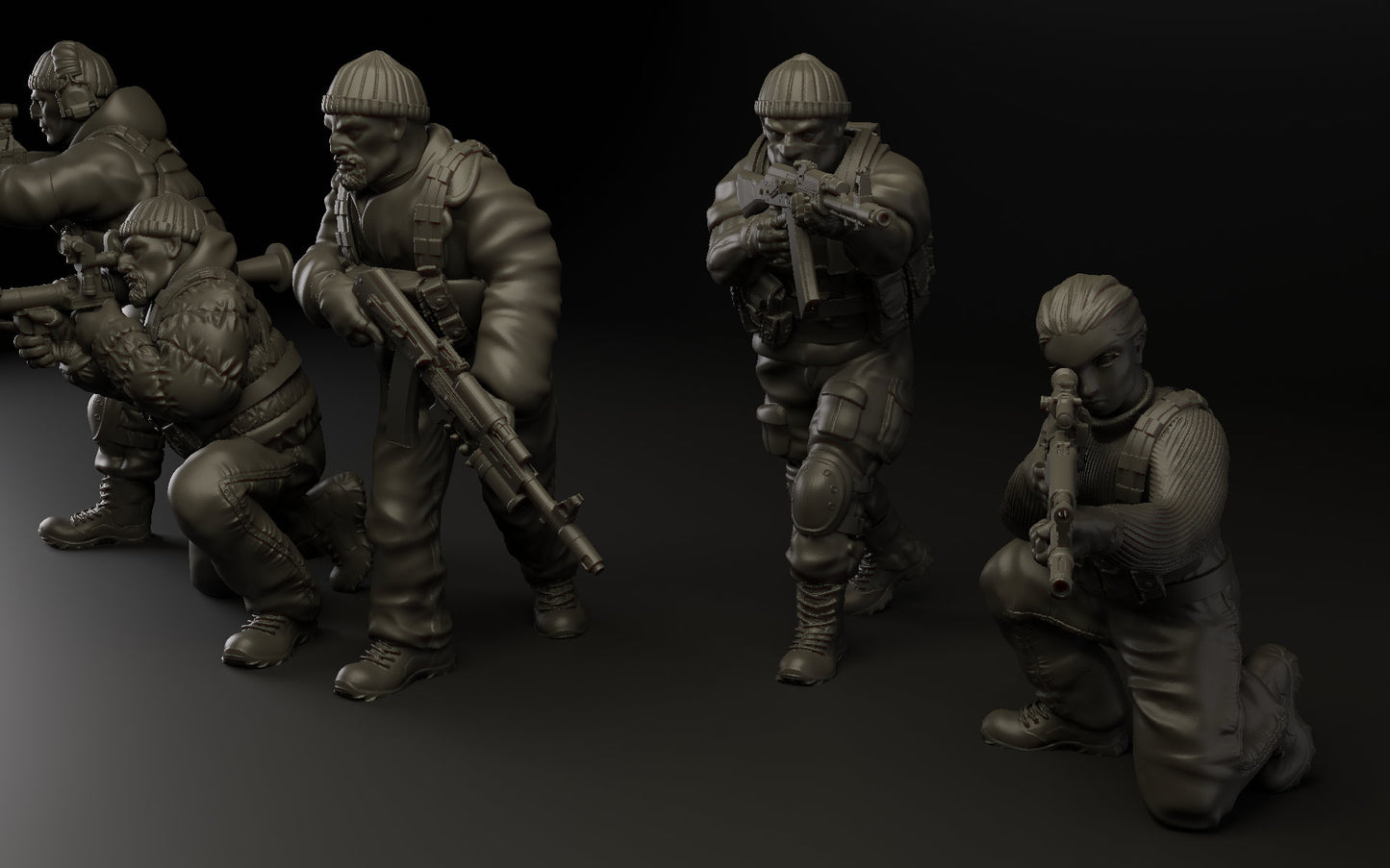 5pc Eastern Europe Militia - 28mm Scale Resin Military Miniature | Zona Alfa | Spectre Ops Mini