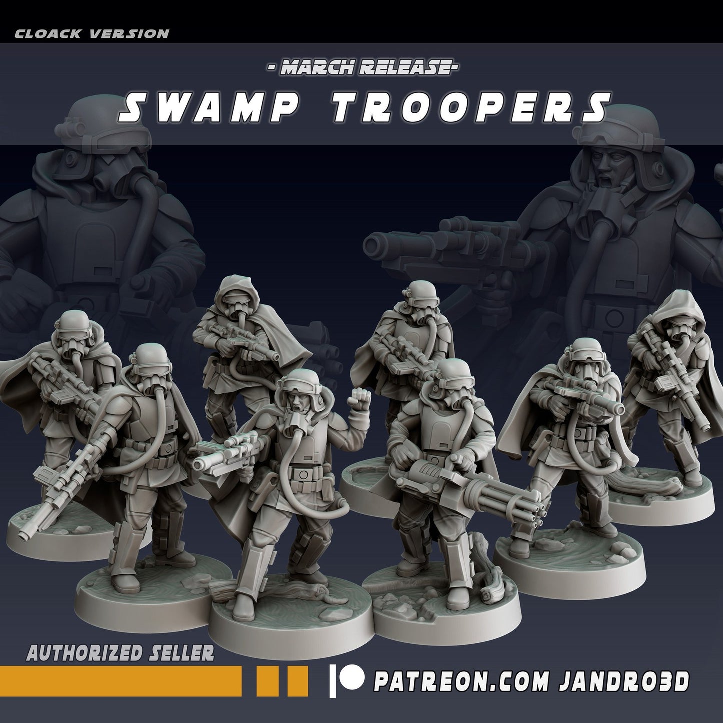 8pc Swamp Troopers CLOAKED Set - 28mm - 40mm Scale | Star Wars Legion Mini