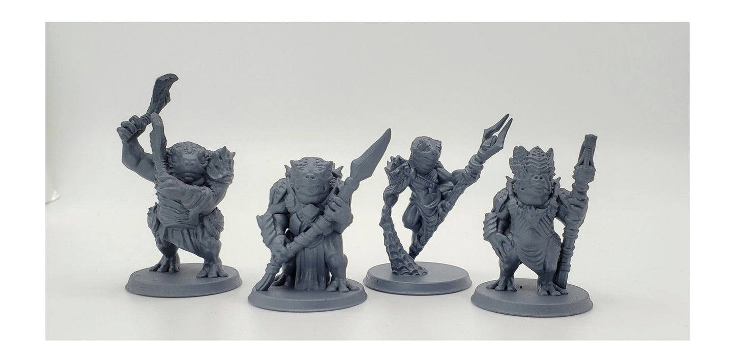 4pc Bullywug Frogfolk Set - 25mm - 75mm Scale | DnD | EC3D Fantasy Mini | Beasts and Baddies