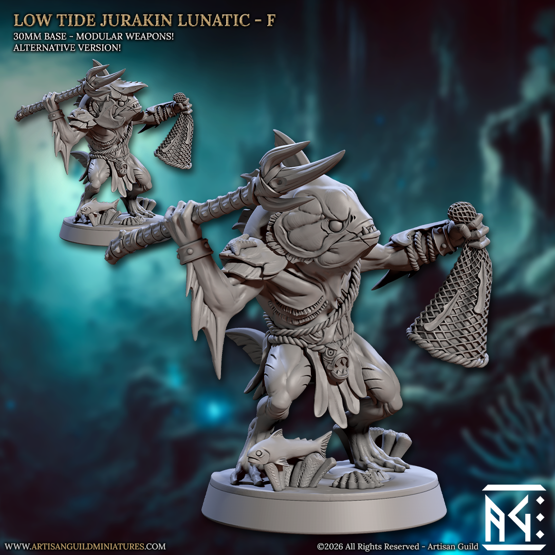 Jurakin Lunatics Kua-Toa | 28mm - 75mm Scale Resin Minis | DnD | Frostgrave Artisan Guild Death Tide