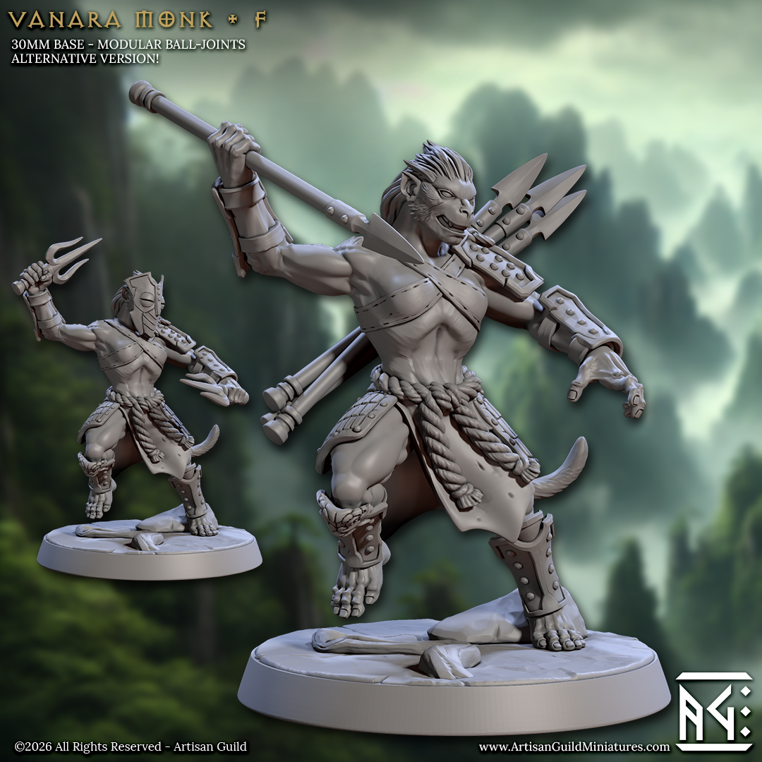 Vanara Monks | 28mm - 75mm Scale Resin Minis | DnD | Frostgrave Artisan Guild