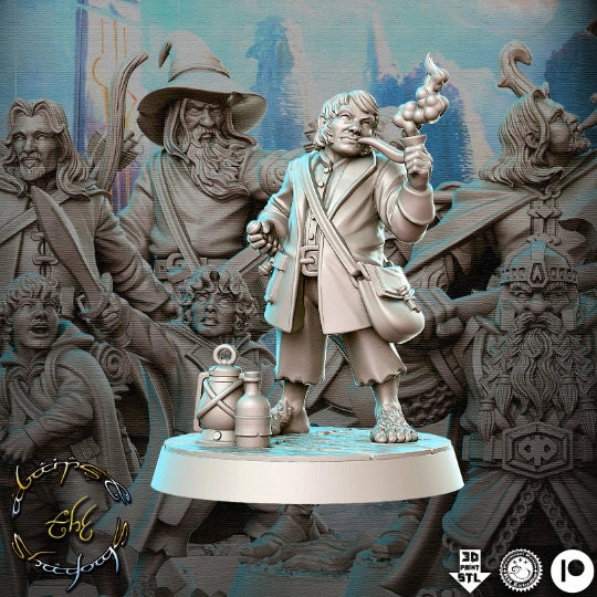 Hobbit Explorer Roscoe - 32mm Scale DnD Miniature | Dungeons and Dragons | JRPG Mini - RN Estudio
