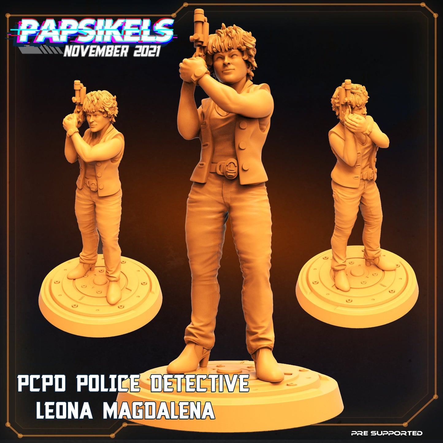 Detective Leona - 32mm Scale Alien Miniature | RPG | Sci fi | Cyberpunk | Role Playing | DnD | Papsikel