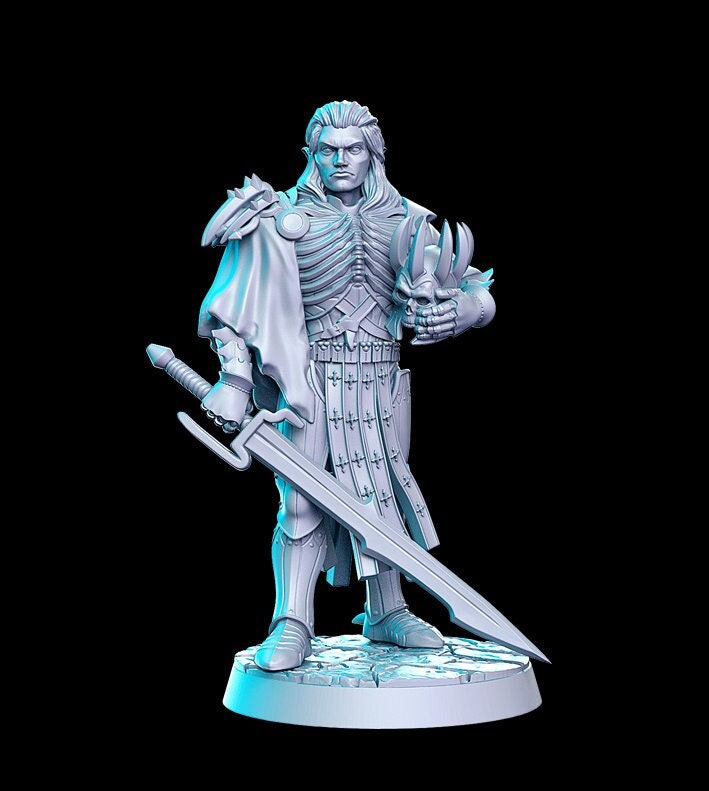 Arnodin Elf Deathknight - 28mm 32mm Scale DnD Miniature | Dungeons and Dragons | Witcher Contract - RN Estudio