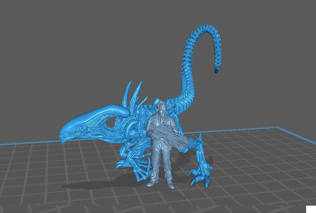 Xeno Utahraptor B - 32mm Scale Alien Miniature | RPG | Sci fi | Cyberpunk | Role Playing | DnD | Papsikel