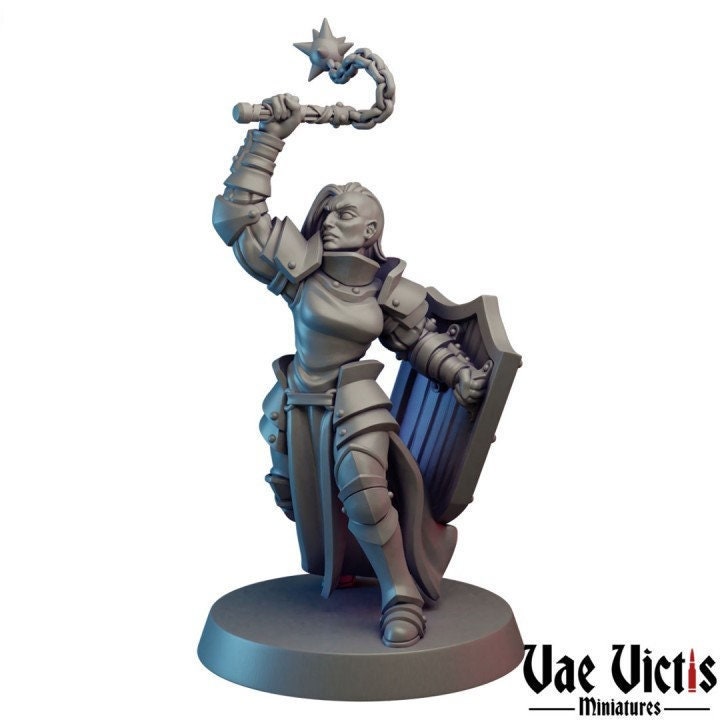 Female Paladin | 28mm - 75mm Scale | DnD Frostgrave Mini | Vae Victis Fantasy