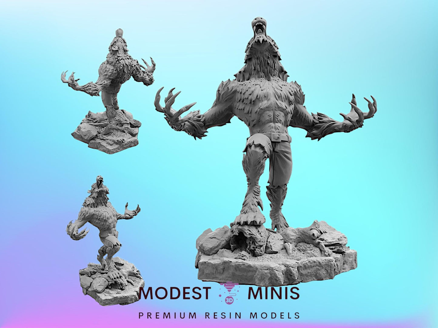 Howl at the Moon Werewolf - 40mm Miniature | Crisis Protocol Proxy | Trident