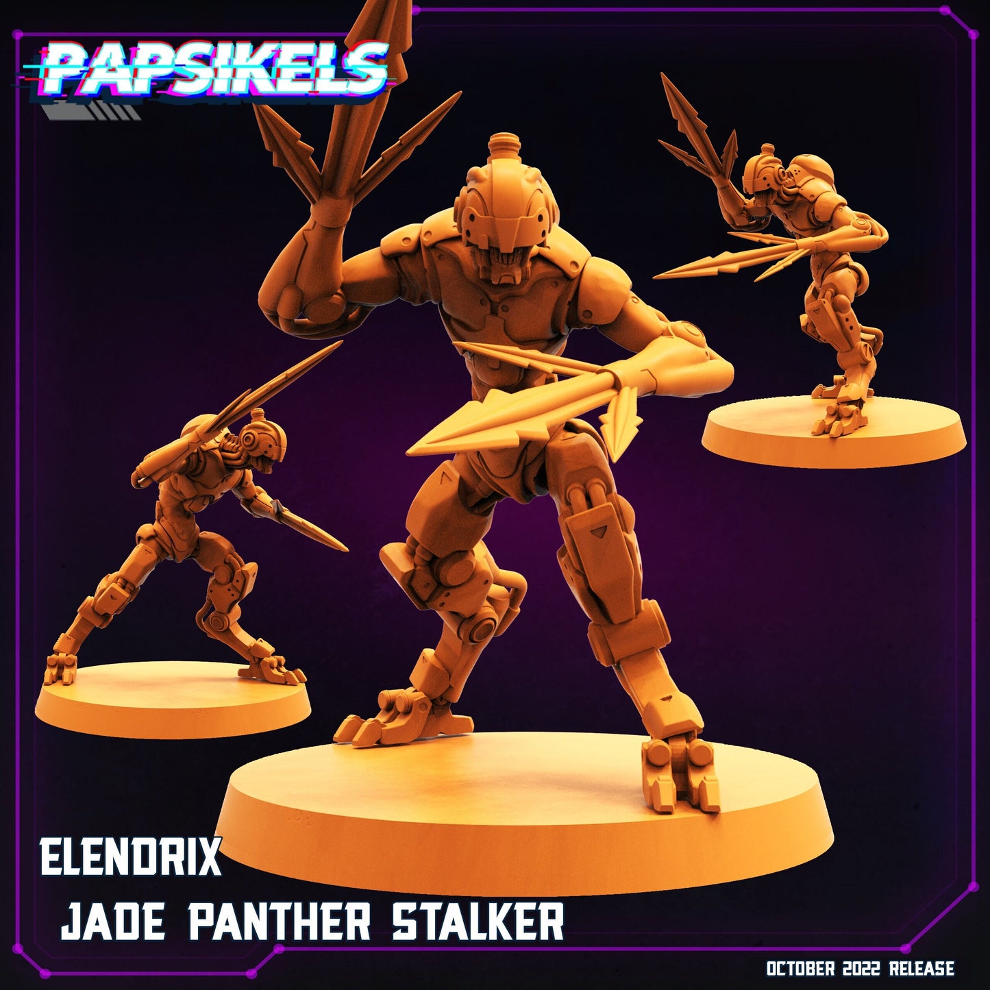 Elendrix Jade Panther Stalker Cyberpunk - 32mm Scale Alien Miniature | Batang City | Papsikels