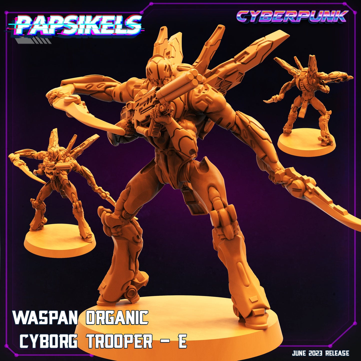 5pc Waspan Organic Cyborg Troopers - Resin Cyberpunk Miniature | Papsikels