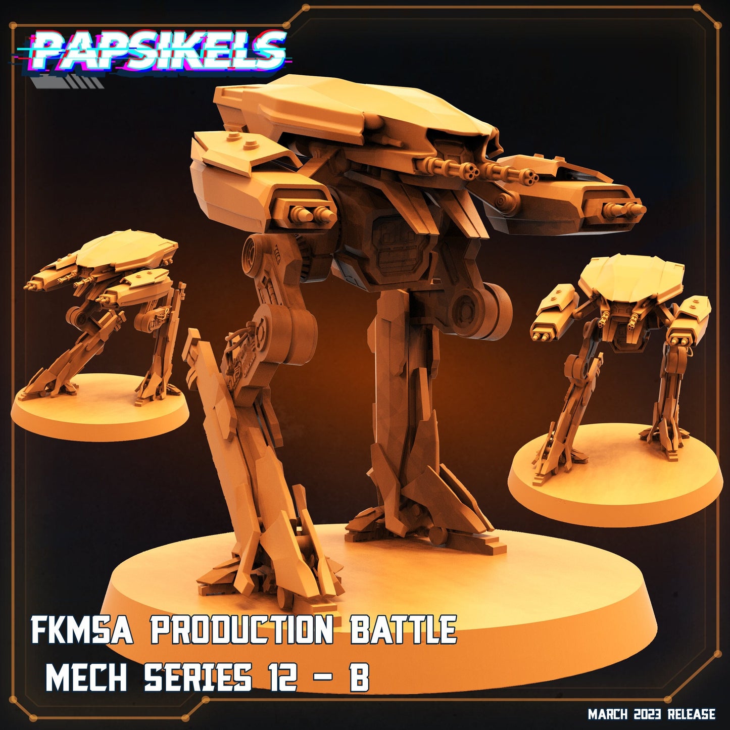 75mm Battlemech Series 12 B - 32mm Scale Miniature | RPG | Sci fi | Cyberpunk | Role Playing | Papsikel