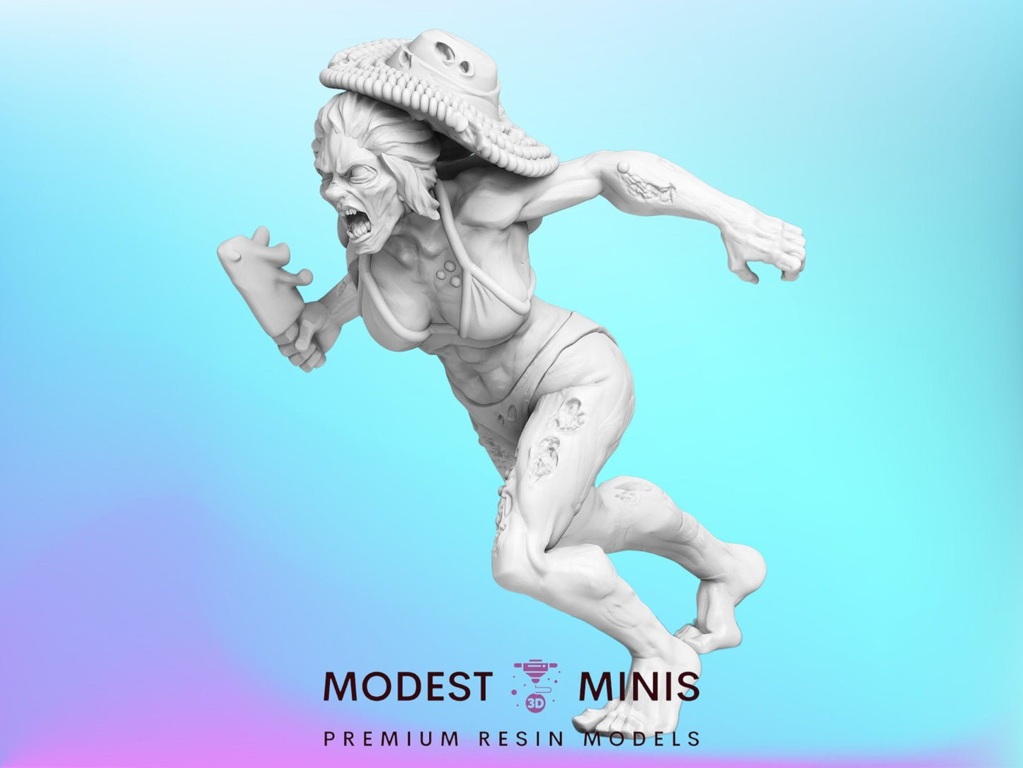 Zombie Beach Runner 28mm - 100mm Scale Resin Mini | Zombicide | Walking Dead | Sunset Vaultz