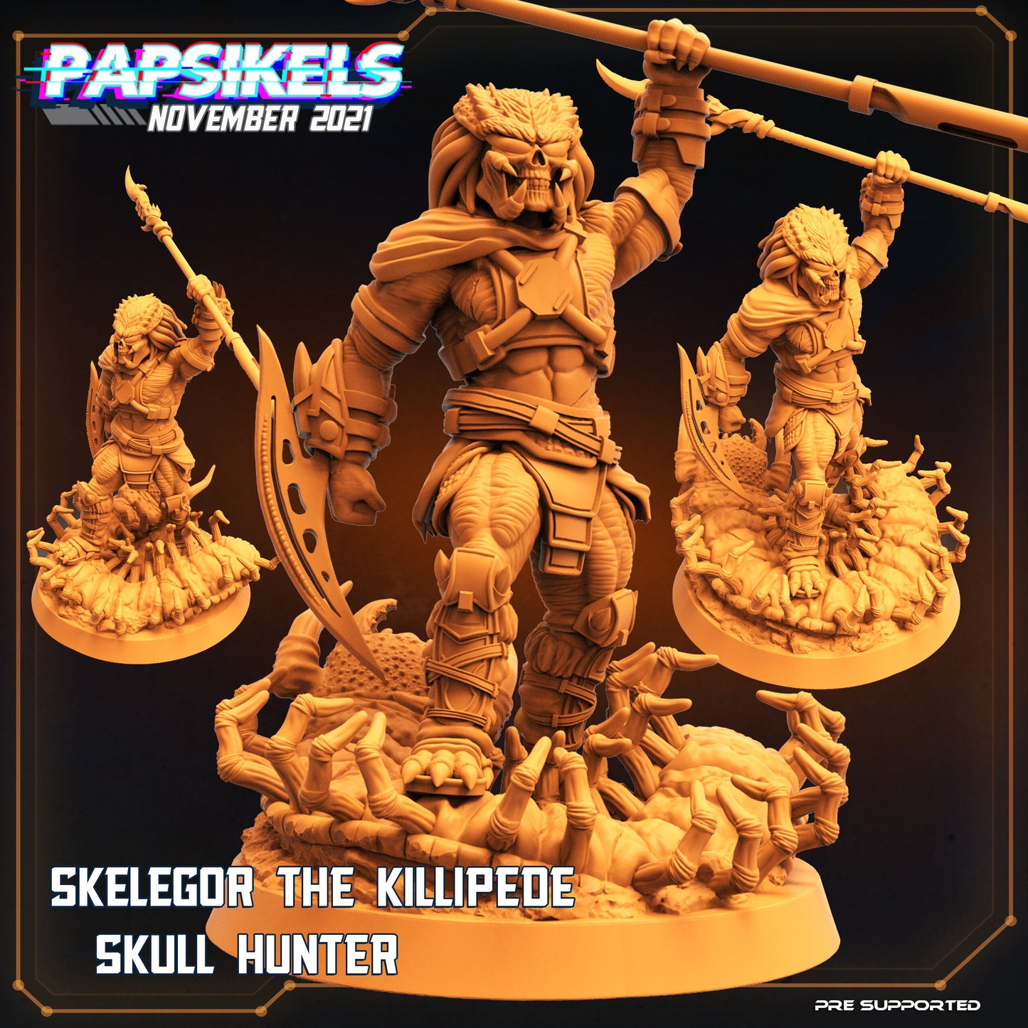 Skelegor Skull Hunter - 32mm Scale Alien Miniature | RPG | Sci fi | Cyberpunk | Role Playing | DnD | Papsikel