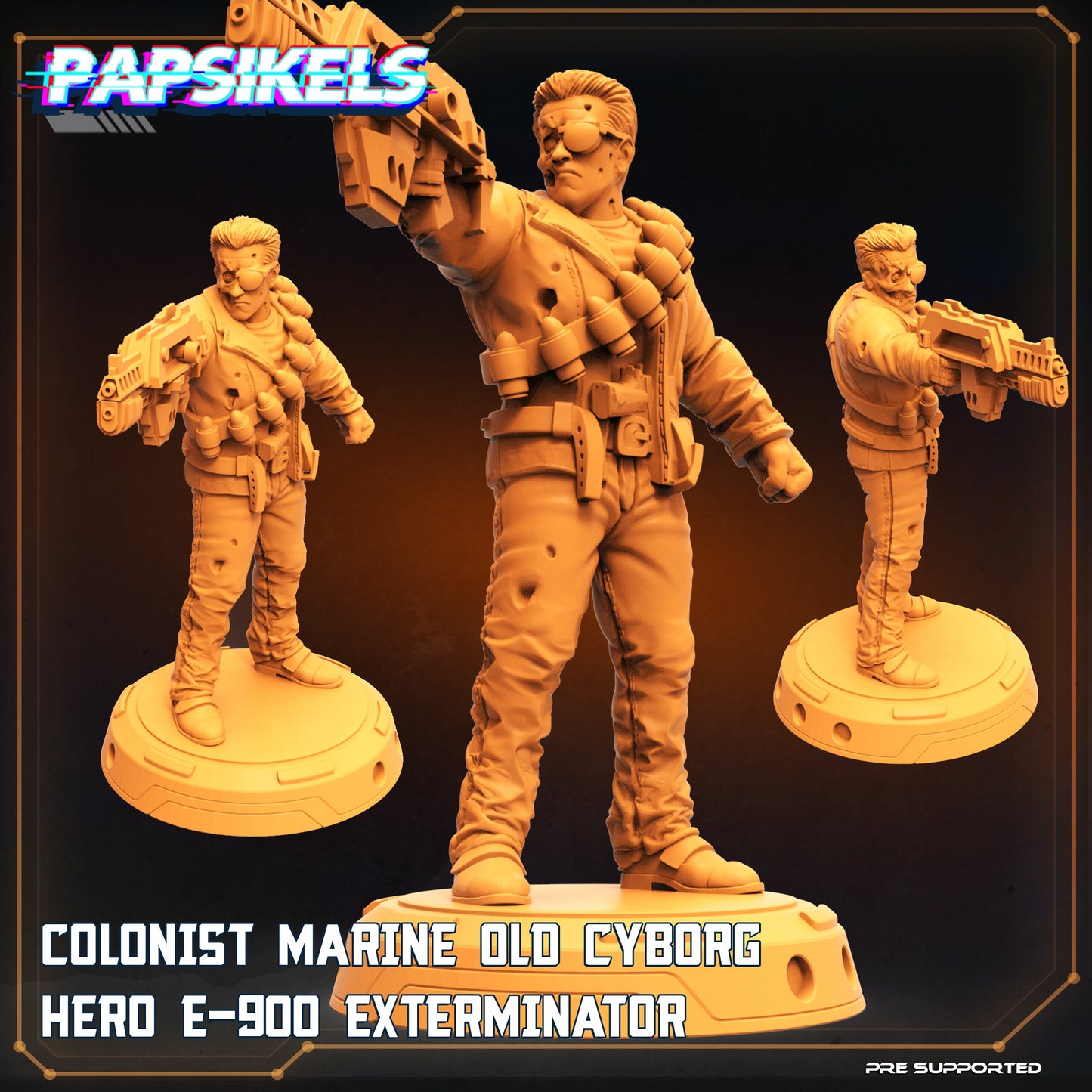 Old Cyborg Hero 900 - 32mm Scale Resistence | RPG | Sci fi | Cyberpunk | Role Playing | DnD | Papsikel