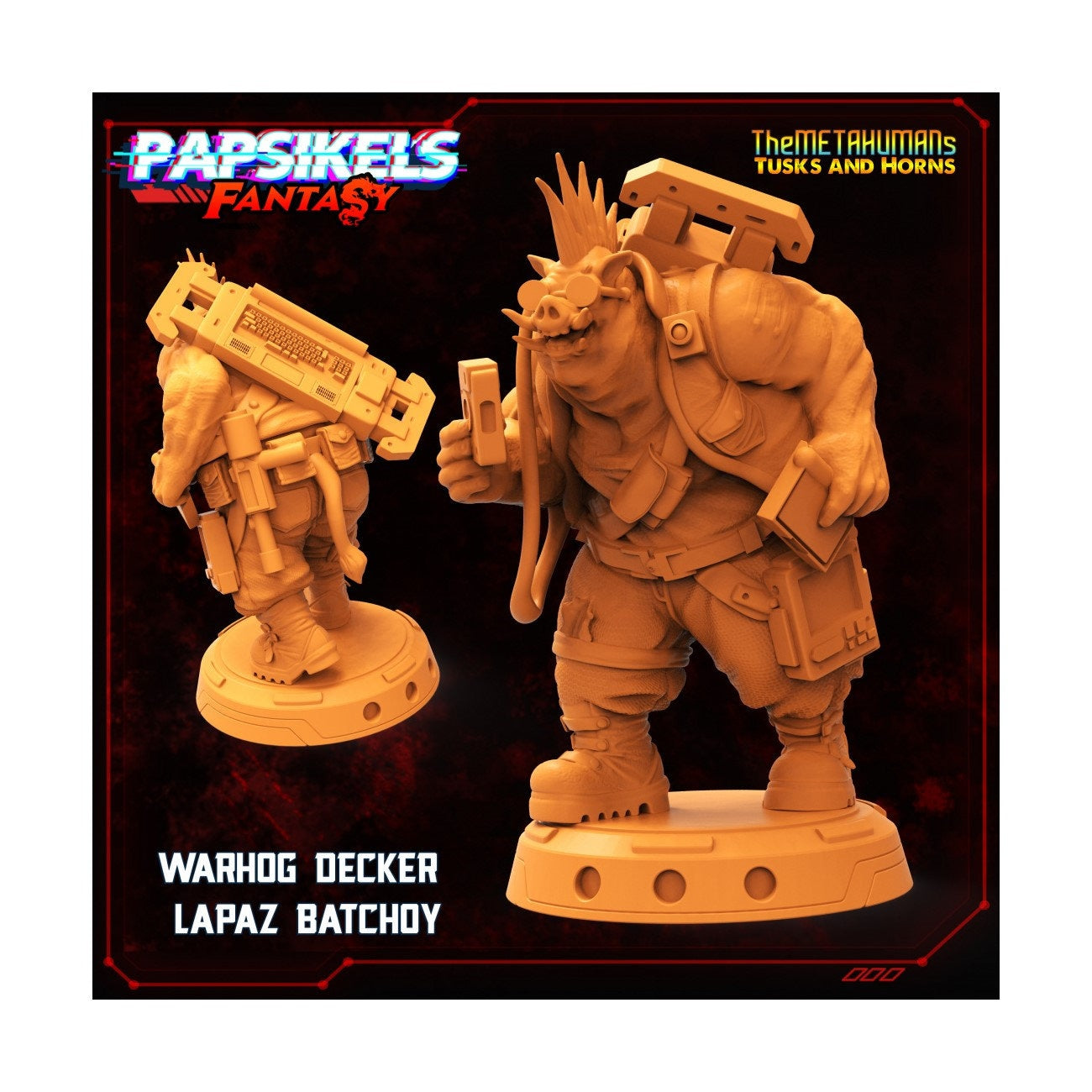 Warhog Decker - 32mm Scale Miniature | RPG | Sci fi | Cyberpunk | Role Playing | DnD | Papsikel