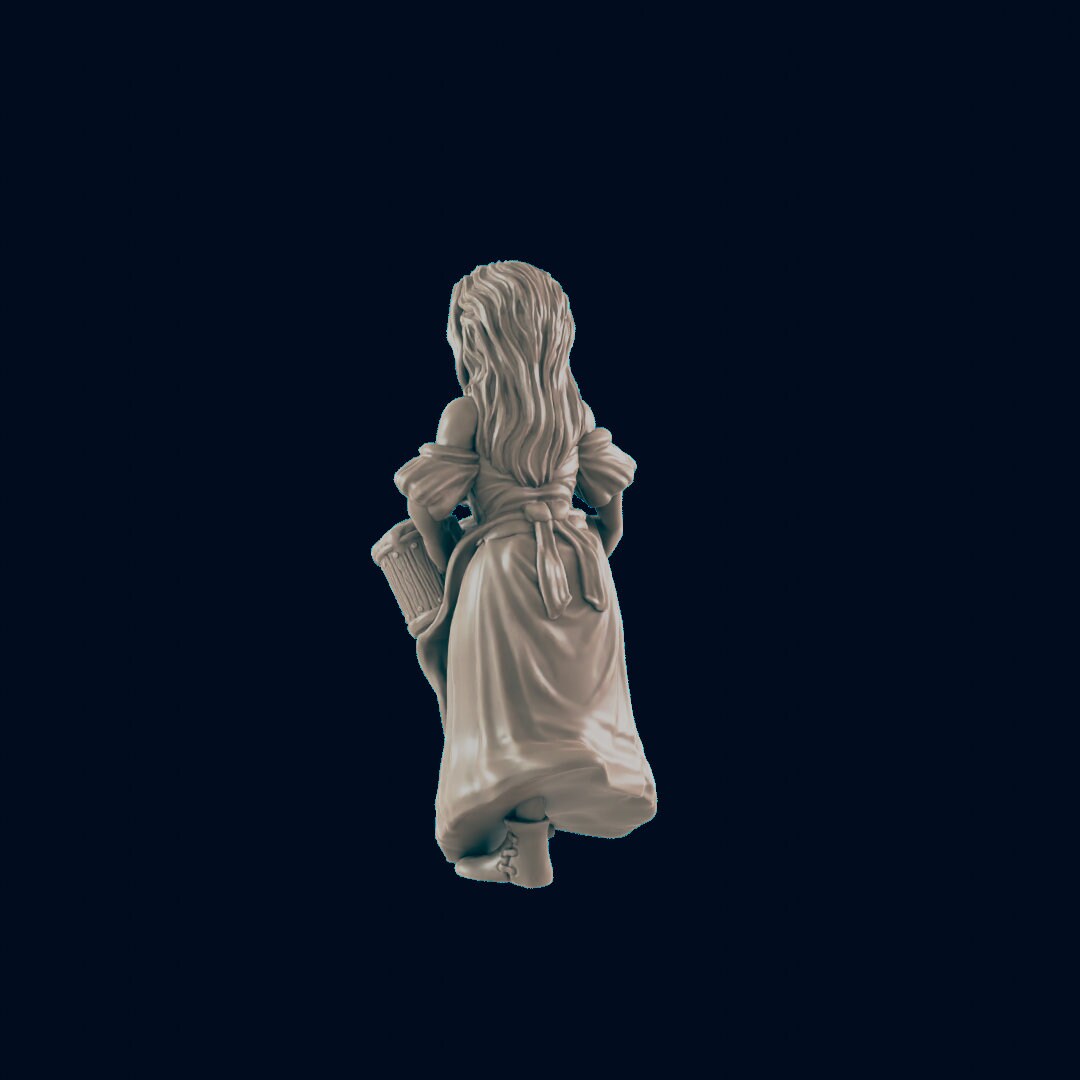 NPC Human Female Barmaid - 25mm - 75mm Scale | DnD | EC3D Fantasy Mini | Townsfolk