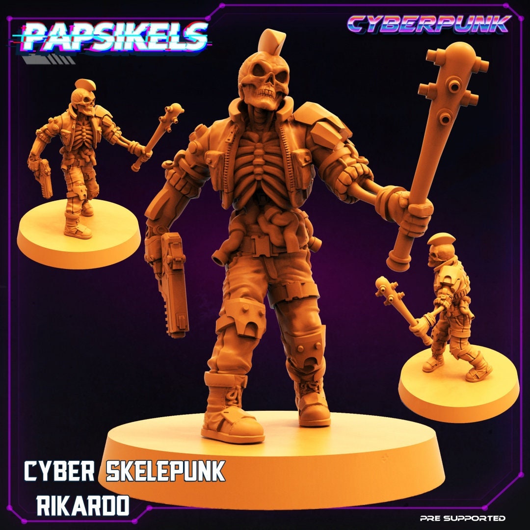 Skelepunk Rikardo - 32mm Scale Alien Miniature | Batang City Cyberpunk | Papsikels