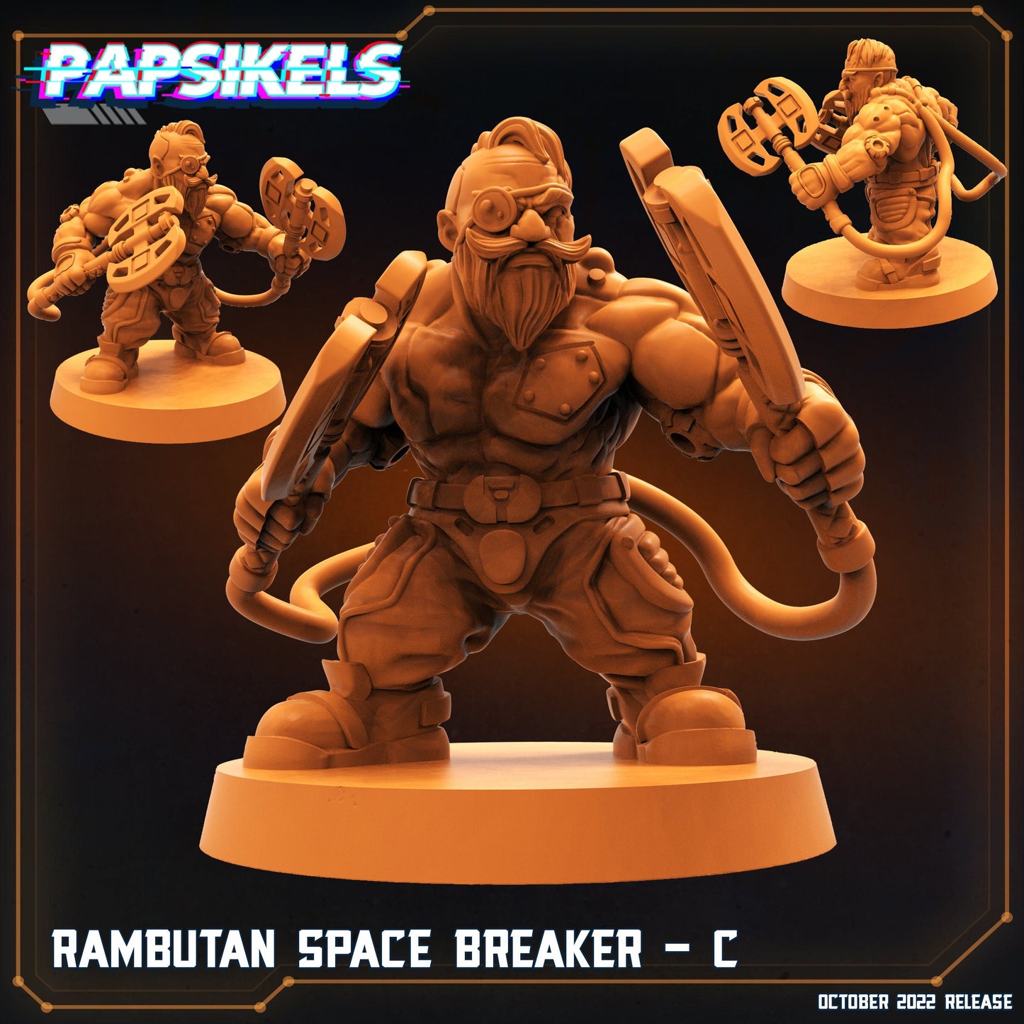 Rambutan Space Breaker C Dwarf - 32mm Scale Alien Miniature | RPG | Sci fi | Cyberpunk | Role Playing | DnD | Papsikel