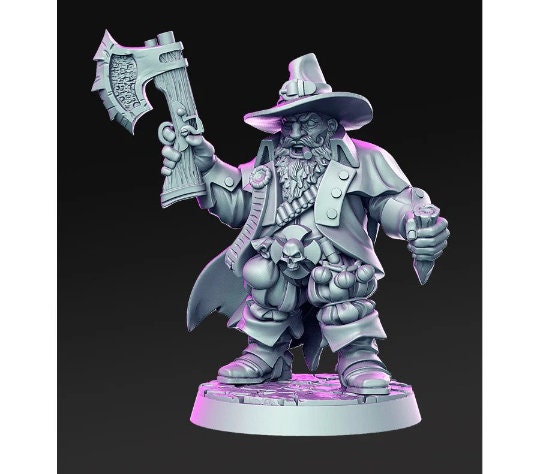 Balur Dwarf Vampire Hunter - 32mm Scale DnD Miniature | Dungeons and Dragons | JRPG Mini - RN Estudio