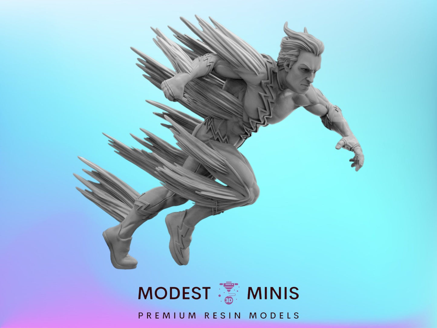 Silver Speedster Quicksilver - 40mm Miniature | Crisis Protocol Proxy | Trident