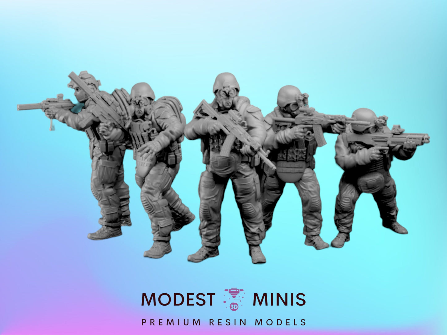 5pc Apex PMC Grunts - 28mm Scale Resin Military Miniature | Zona Alfa | Spectre Ops Mini