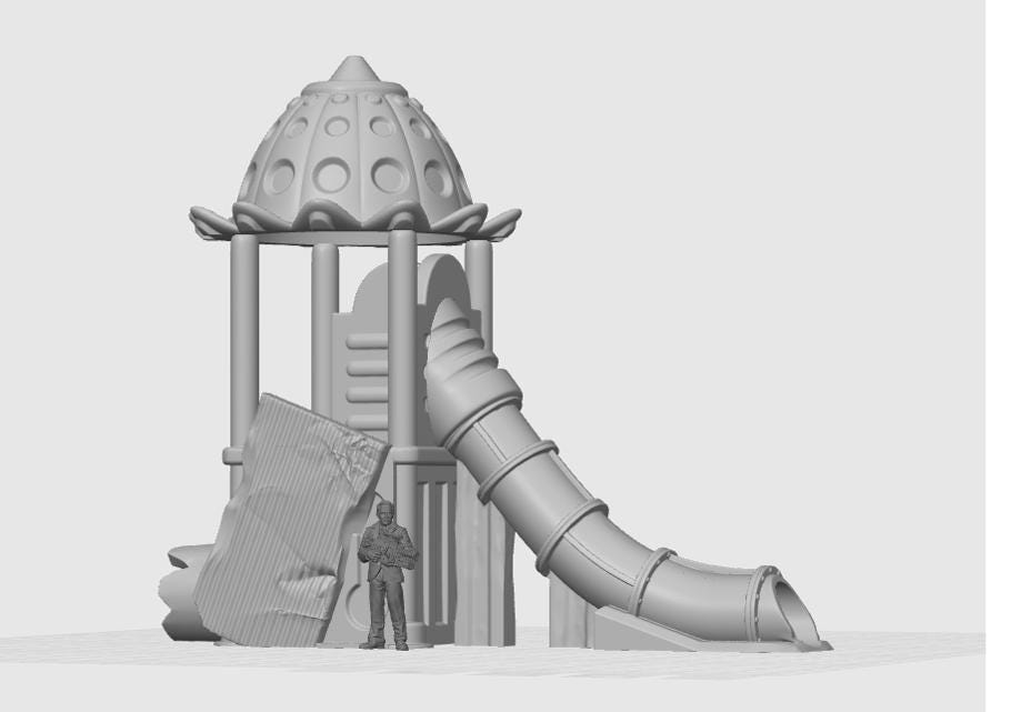 Slide 1 Abandoned Theme Park | 28mm - 40mm Scale | Survivor Terrain | Fantasy Scatter | Sci Fi Terrain | EC3D Badlands