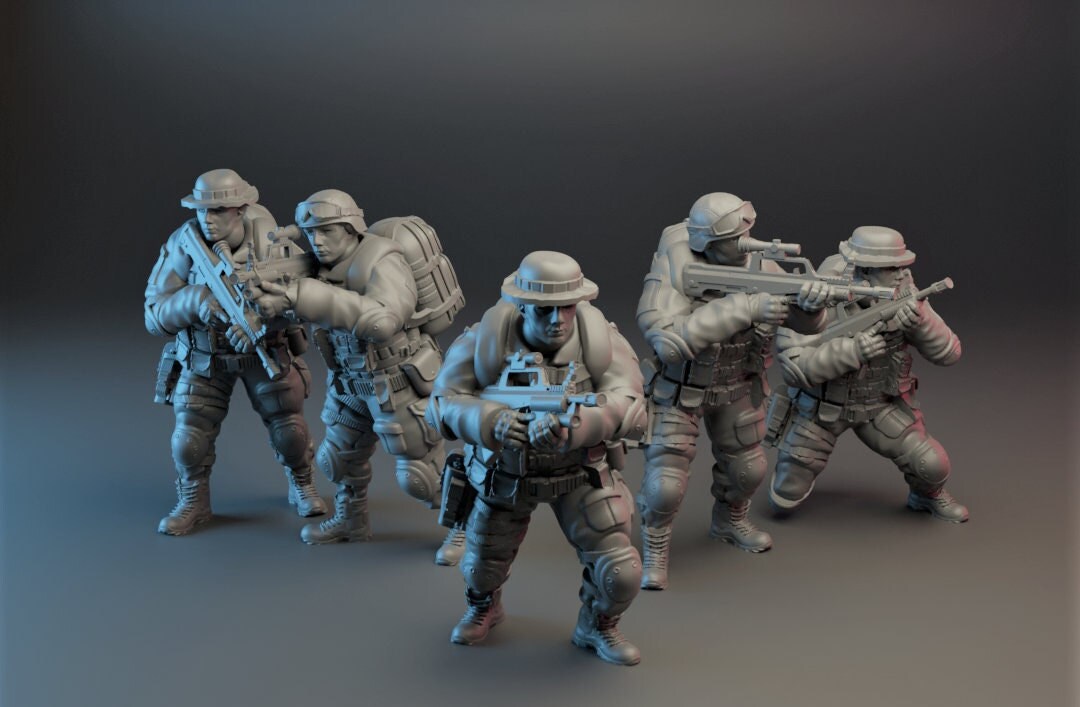 5pc Chinese PLA - 28mm Scale Resin Military Miniature | Zona Alfa | Spectre Ops Mini