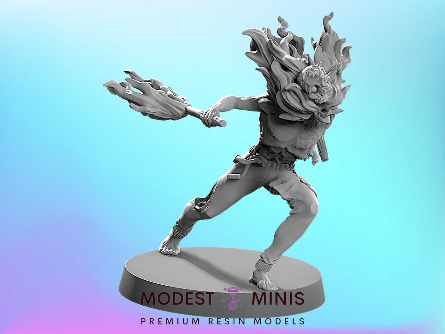 Zombie Pyro Clown | 28mm - 100mm Scale Resin Mini | Zombicide Zombicircus Vaultz