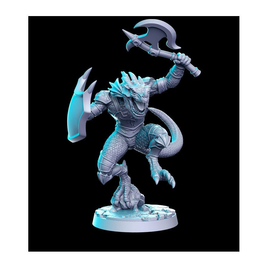 Saurian Lizard Gladiator - 32mm Scale DnD Miniature | Dungeons and Dragons | JRPG Mini - RN Estudio