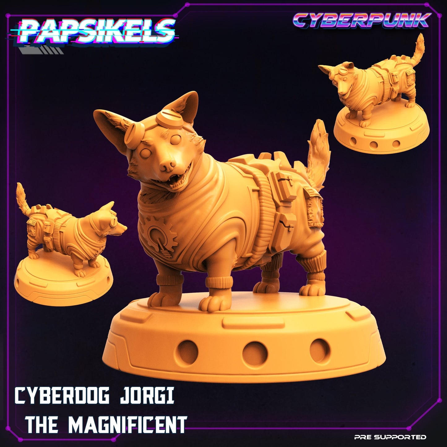 Cyberdog Jorgi the Corgi - 32mm Scale Cyberpunk Miniature | Law Upholders | Papsikels