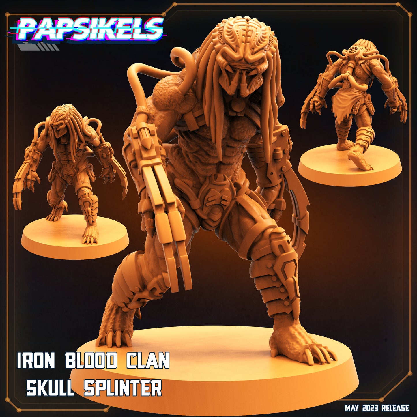 4pc Iron Blood Clan Skullhunters - Resin 3D Print Predator Miniature | RPG | Sci fi | Cyberpunk | Role Playing | DnD | Papsikel