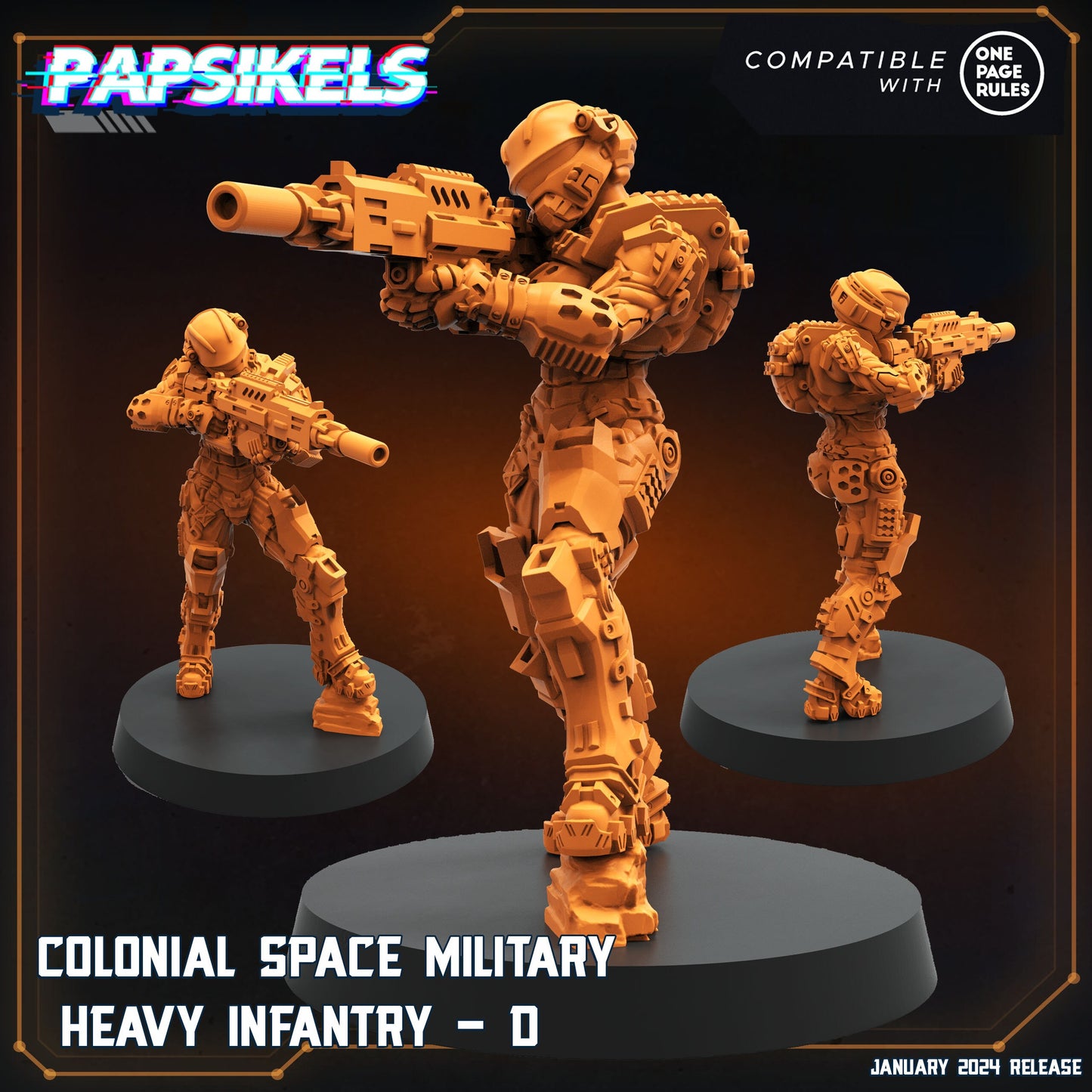 Space Military Heavy Infantry - 32mm Scale Miniature | RPG | Sci fi | Cyberpunk | Role Playing | Papsikel