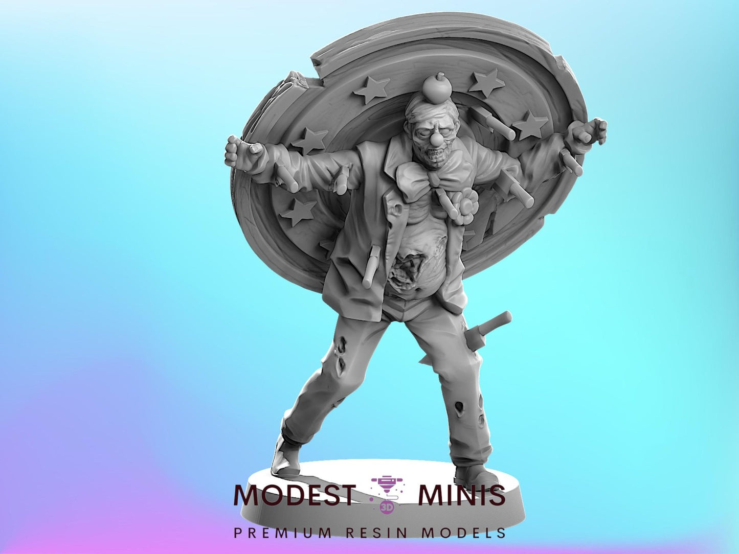 Zombie Target Clown | 28mm - 100mm Scale Resin Mini | Zombicide Zombicircus Vaultz