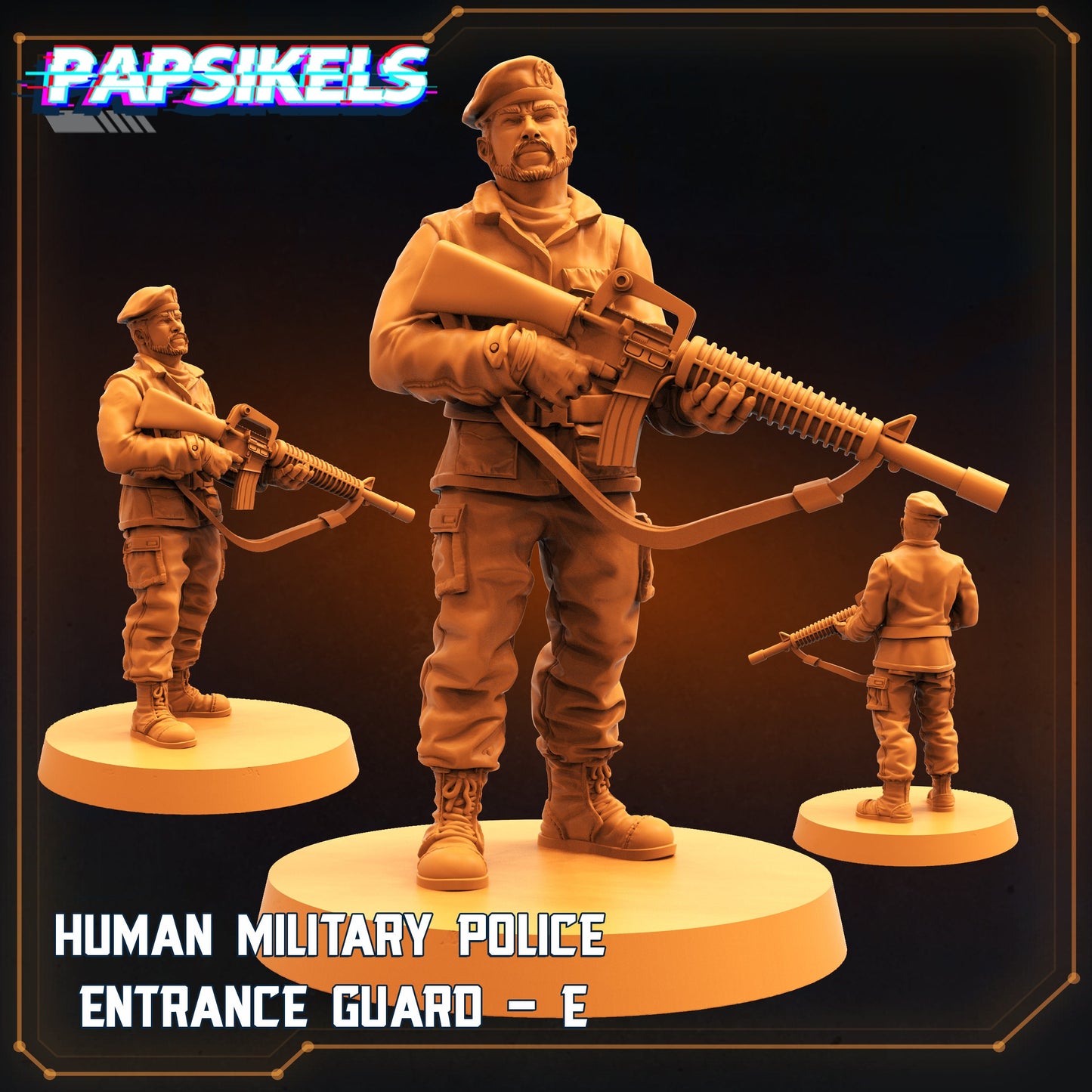 5pc Military Police Entrance Guard - Resin 3D Print Miniature | RPG | Sci fi | Cyberpunk | Role Playing | DnD | Papsikel Star Entrance