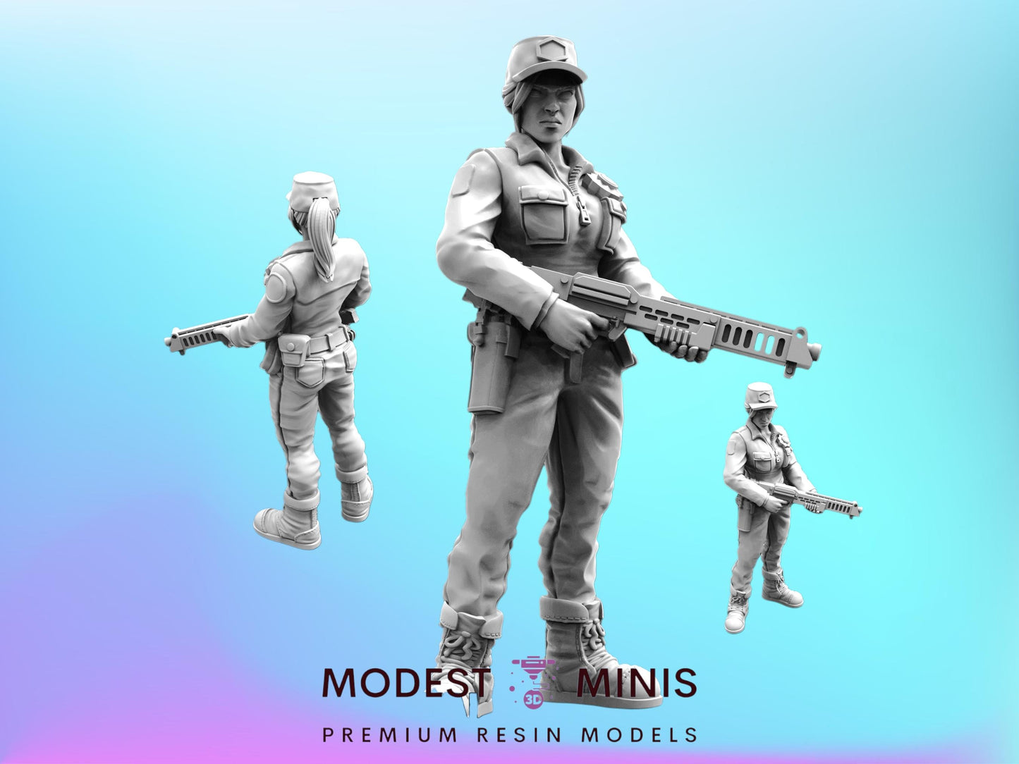 Marshal Rachel Coopers - 32mm Scale Alien Miniature | RPG | Sci fi | Cyberpunk | Role Playing | DnD | Papsikel