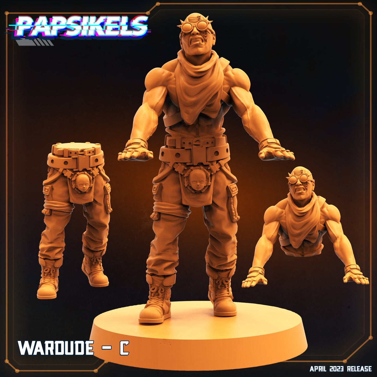War Dude C - Resin Miniature | RPG | Sci fi | Cyberpunk | Role Playing | DnD | Papsikel Wardudes