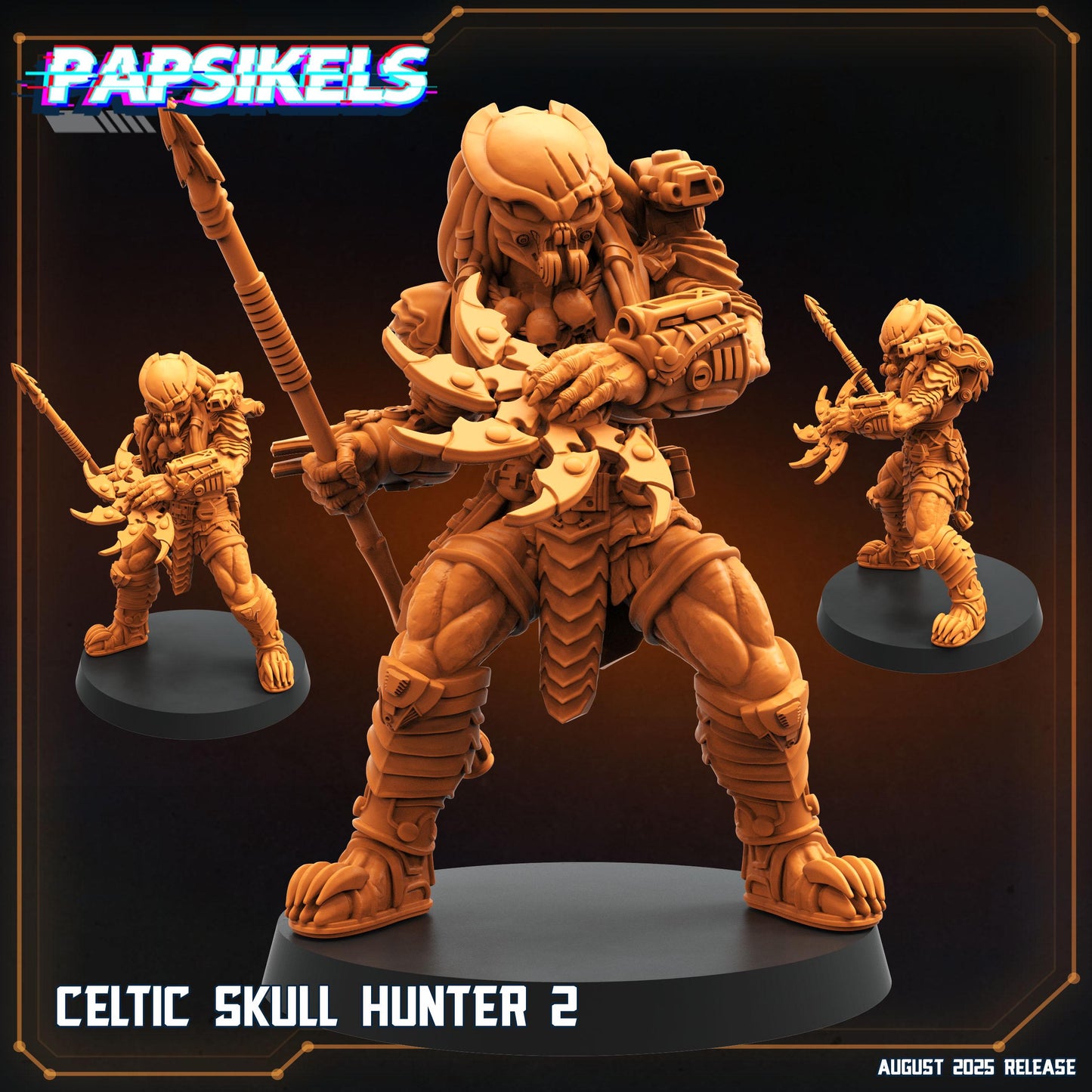 Celtic Skull Hunter - Resin 3D Print Alien Miniature | RPG | Sci fi | Cyberpunk | Role Playing | DnD | Papsikel
