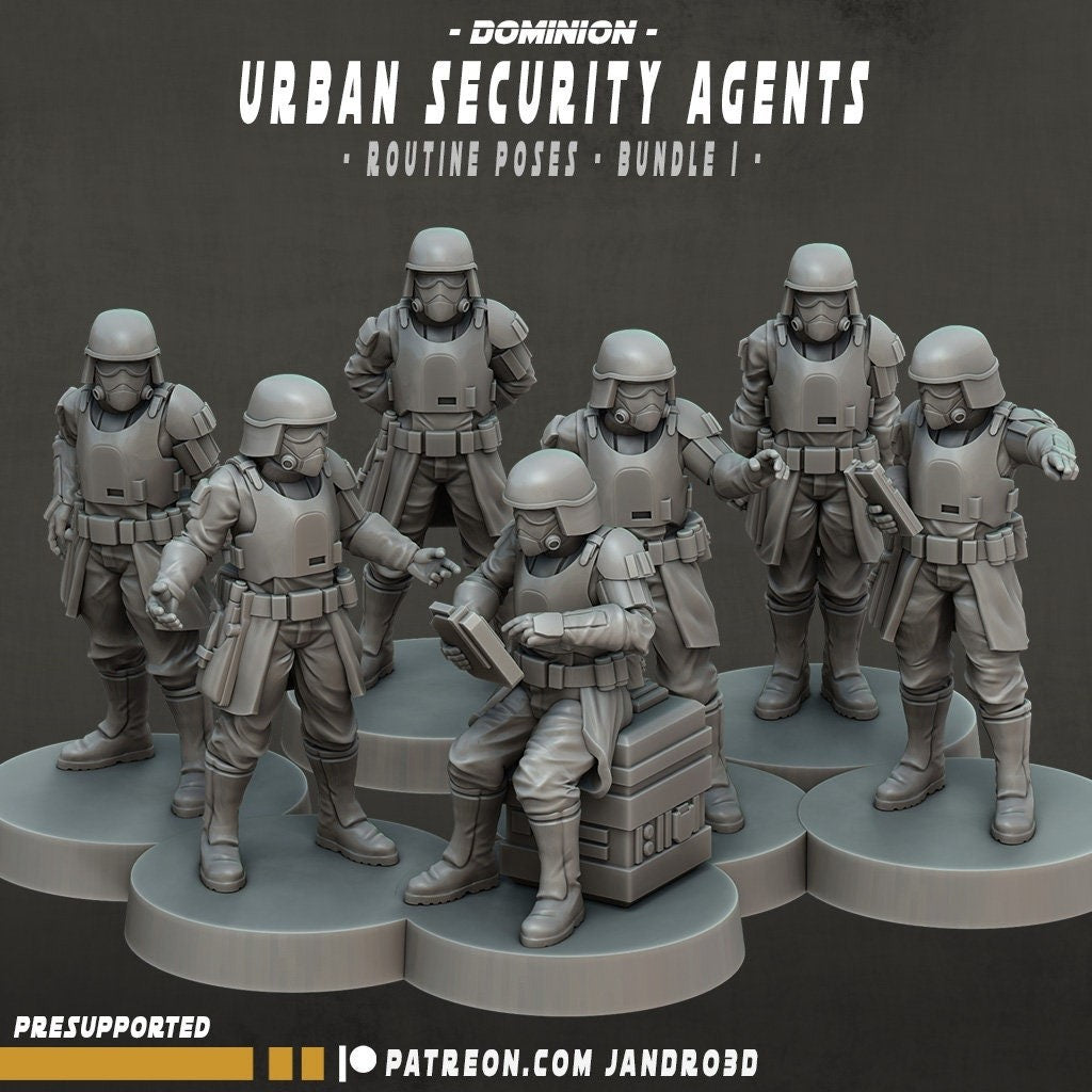 9pc Urban Security Agents - 28mm - 40mm Scale Jandro Star Wars Legion Mini