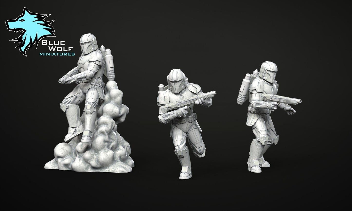3pc Heavy Mandos - 28mm - 40mm Scale | Blue Wolf Star Wars Legion Mini