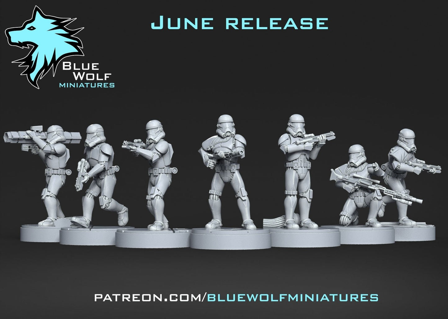 7pc Triton Squad Set - 28mm - 40mm Scale | Blue Wolf | Star Wars Legion Mini