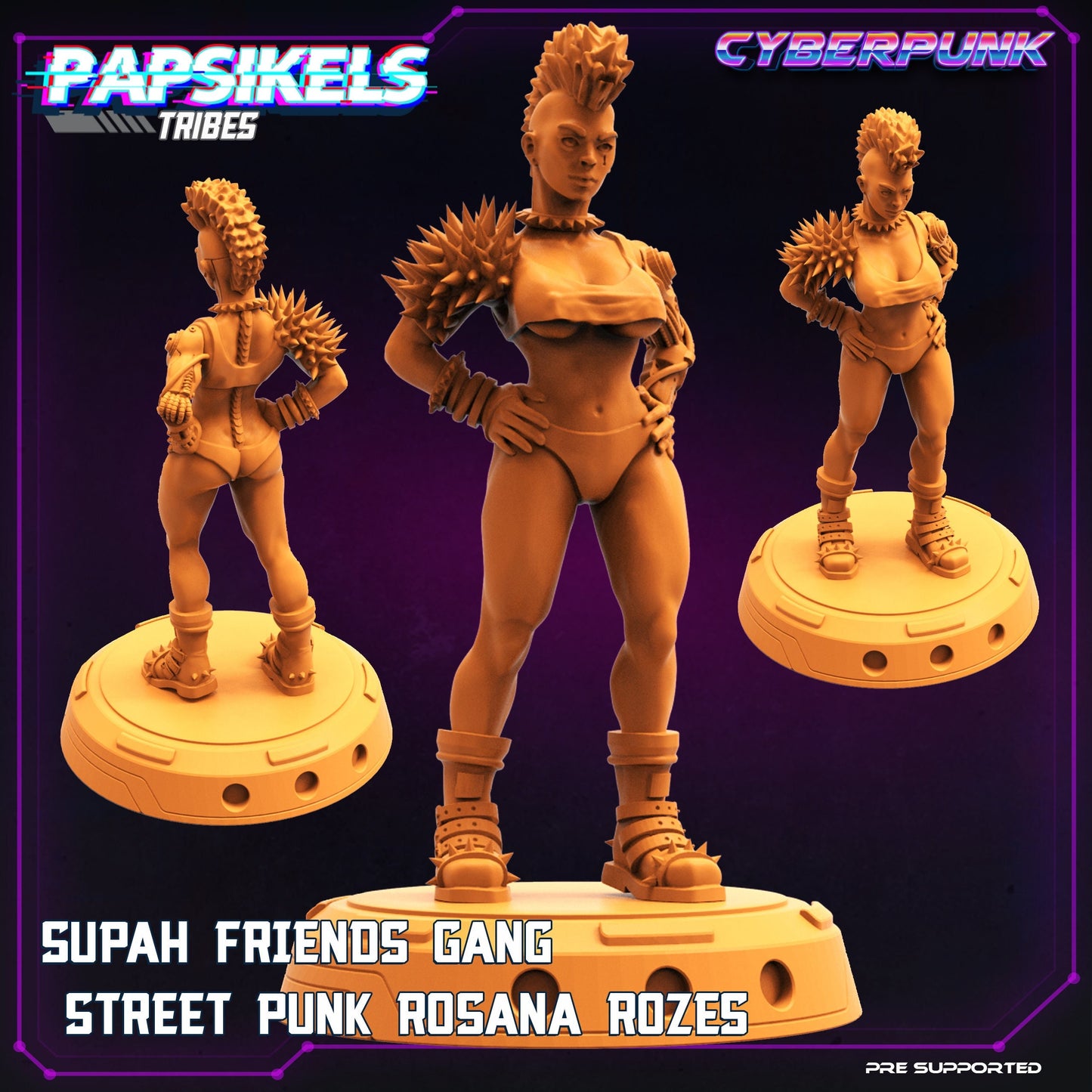 Cyberpunk Rosana Rozes - 32mm Scale Alien Miniature | Law Upholders | Papsikels