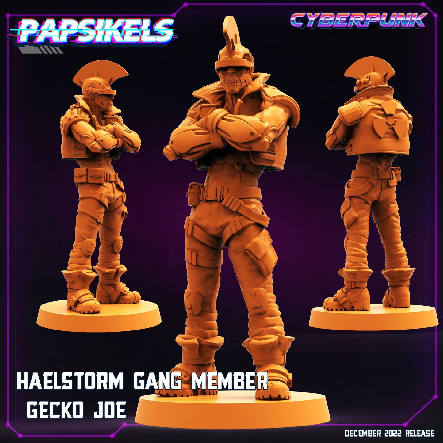 Haelstorm Gang Member Gecko Joe - 32mm Scale Cyberpunk Mini | Batang City | Papsikels