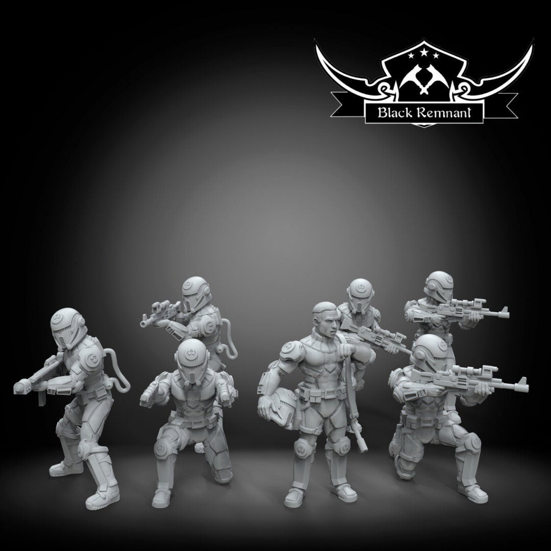 7pc Insurgent Marines Set - 28mm - 40mm Scale | DnD | Star Wars Legion Mini