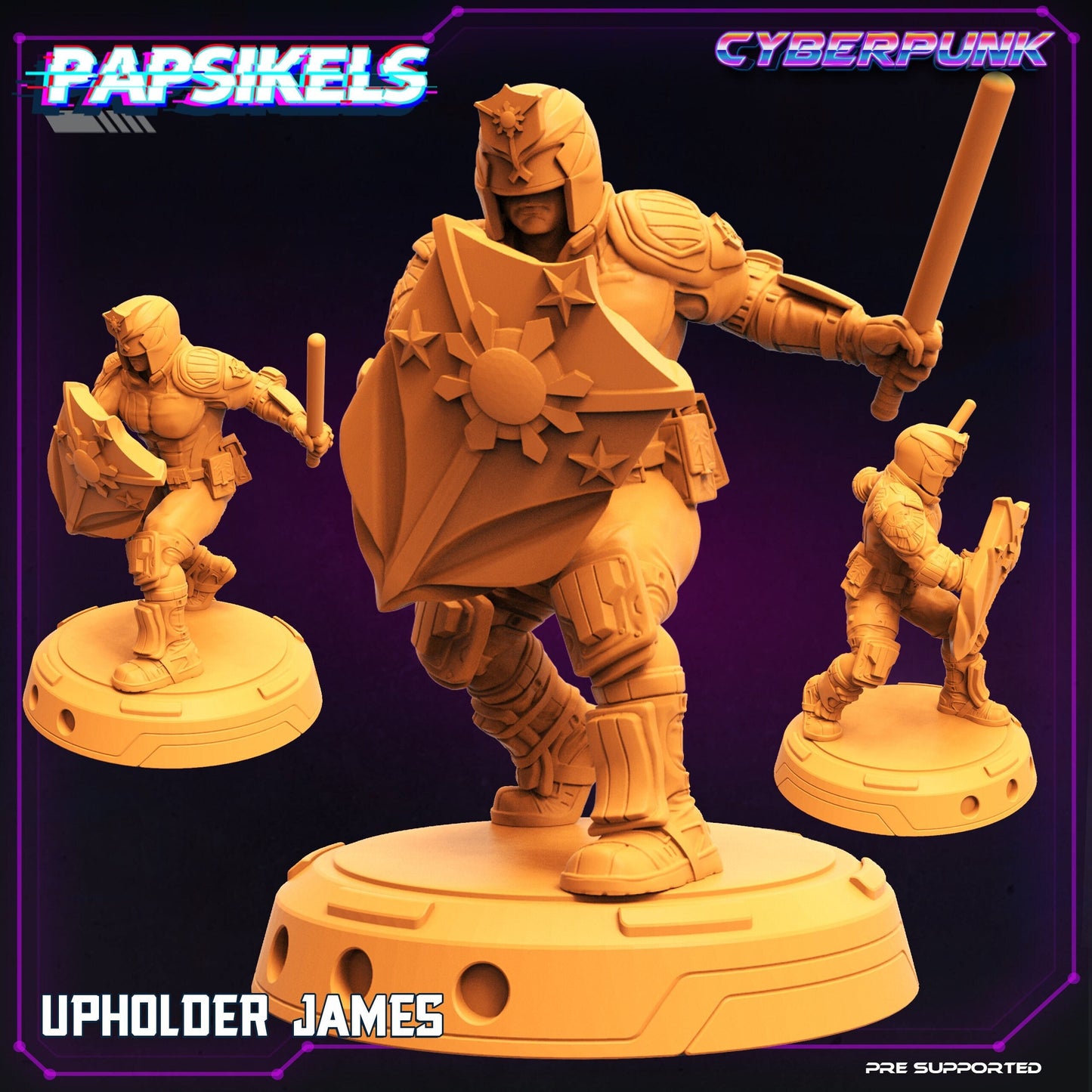 Cyberpunk Upholder James - 32mm Scale Alien Miniature | Law Upholders | Papsikels