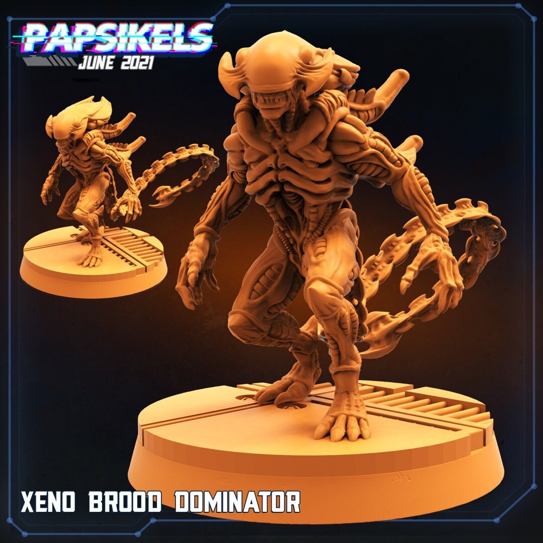 Alien Xeno Brood Dominator - 32mm Scale Alien Miniature | RPG | Sci fi | Cyberpunk | Role Playing | DnD | Papsikel
