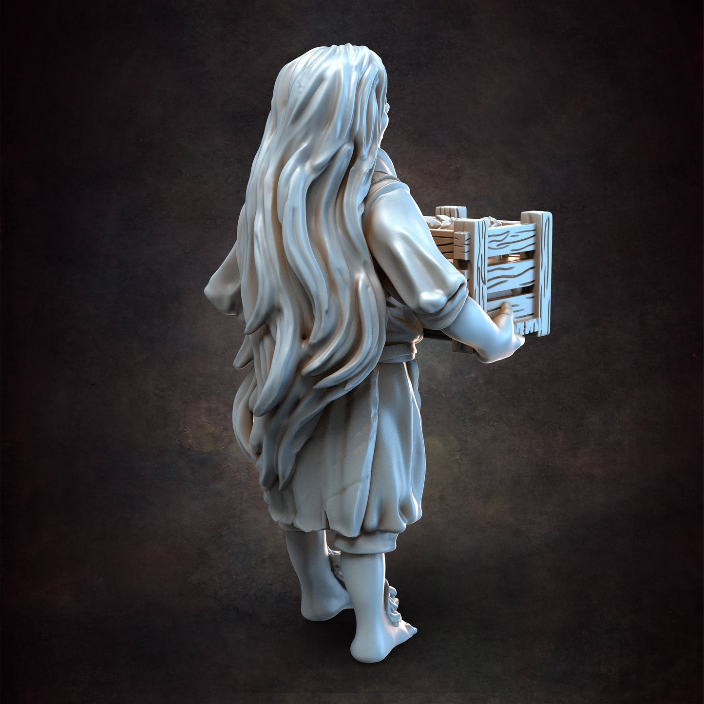 Halfling Woman 2 Farmer | 28mm - 75mm Scale | DnD Frostgrave Mini