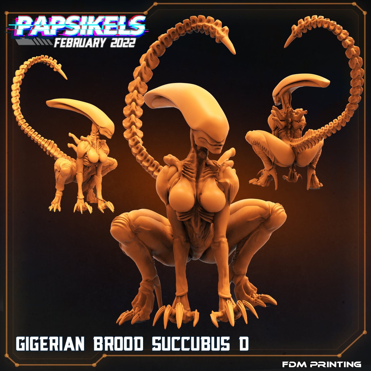 Gigerian Brood Succubus D - 32mm Scale Alien Miniature | RPG | Sci fi | Cyberpunk | Role Playing | DnD | Papsikel